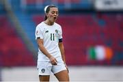 12 November 2019; Katie McCabe of Republic of Ireland reacts at the full-time whislte following the UEFA Women's 2021 European Championships Qualifier - Group I match between Greece and Republic of Ireland at Nea Smyrni Stadium in Athens, Greece. Photo by Harry Murphy/Sportsfile