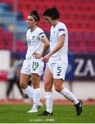 12 November 2019; Keeva Keenan, left, and Niamh Fahey of Republic of Ireland look dejected following the UEFA Women's 2021 European Championships Qualifier - Group I match between Greece and Republic of Ireland at Nea Smyrni Stadium in Athens, Greece. Photo by Harry Murphy/Sportsfile