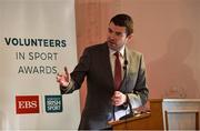 12 November 2019; Minister of State at the Department of Transport, Tourism and Sport, Brendan Griffin, TD, speaking during the Volunteers in Sport Awards presented by Federation of Irish Sport with EBS at Farmleigh House in Phoenix Park, Dublin. Photo by Sam Barnes/Sportsfile