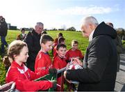 12 November 2019; It’s not every day you get to meet your football heroes. Tuesday was that day for a select group of schoolchildren after winning the SPAR Play like a Pro competition to take part in an exclusive training session and meet the Irish senior football team at their Abbotstown base ahead of Thursday night’s friendly match against New Zealand and next week’s UEFA EURO Qualifier versus Denmark. Republic of Ireland manager Mick McCarthy with participants who were winners of the recent SPAR Play Like A Pro competition. Photo by Stephen McCarthy/Sportsfile