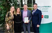 12 November 2019; Paul Cummins of Kilkenny Storm Ice Hockey, Co. Kilkenny, is presented with their award by Mary O'Connor, CEO of the Federation of Irish Sport, and Richard Gernon, Regional Manager EBS during the Volunteers in Sport Awards presented by Federation of Irish Sport with EBS at Farmleigh House in Phoenix Park, Dublin. Photo by Sam Barnes/Sportsfile