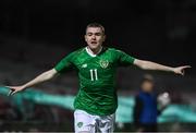 12 November 2019; Robert Mahon of Republic of Ireland celebrates after scoring his side's first goal during the UEFA Under-17 European Championship Qualifier match between Republic of Ireland and Andorra at Turner's Cross in Cork.  Photo by Matt Browne/Sportsfile