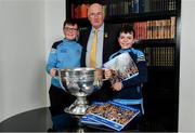 12 November 2019; In attendance at the Launch of A Season of Sundays 2019 at Croke Park in Dublin, is Uachtarán Cumann Lúthchleas Gael, John Horan, with Alan O'Brien, right, aged 11, and Paul O'Brien, aged 13, from the Navan Road, in Dublin. Photo by Sam Barnes/Sportsfile