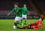 12 November 2019; Oliver O'Neill of Republic of Ireland in action against Eric Del Pozo Sanjaume of Andorra during the UEFA Under-17 European Championship Qualifier match between Republic of Ireland and Andorra at Turner's Cross in Cork. Photo by Matt Browne/Sportsfile