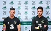 13 November 2019; Ciaran Clark, left, and Kieran O'Hara during a Republic of Ireland press conference at the FAI National Training Centre in Abbotstown, Dublin. Photo by Stephen McCarthy/Sportsfile