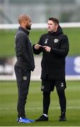 13 November 2019; Republic of Ireland assistant coach Robbie Keane, right, and David McGoldrick during a Republic of Ireland training session at the FAI National Training Centre in Abbotstown, Dublin. Photo by Stephen McCarthy/Sportsfile