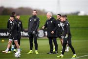 13 November 2019; Republic of Ireland manager Mick McCarthy, right, and Shane Duffy during a Republic of Ireland training session at the FAI National Training Centre in Abbotstown, Dublin. Photo by Stephen McCarthy/Sportsfile