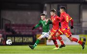 12 November 2019; Kyle Martin-Conway of Republic of Ireland in action against Pau Klaus Bobot Muller and Pau Silva Torra of Andorra during the UEFA Under-17 European Championship Qualifier match between Republic of Ireland and Andorra at Turner's Cross in Cork.  Photo by Matt Browne/Sportsfile
