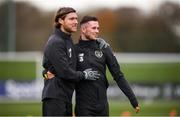 13 November 2019; Alan Browne, right, and Jeff Hendrick during a Republic of Ireland training session at the FAI National Training Centre in Abbotstown, Dublin. Photo by Stephen McCarthy/Sportsfile