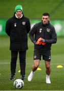 13 November 2019; Troy Parrott and manager Mick McCarthy during a Republic of Ireland training session at the FAI National Training Centre in Abbotstown, Dublin. Photo by Stephen McCarthy/Sportsfile