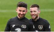13 November 2019; Sean Maguire, left, and Jack Byrne during a Republic of Ireland training session at the FAI National Training Centre in Abbotstown, Dublin. Photo by Stephen McCarthy/Sportsfile