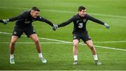13 November 2019; Ciaran Clark, left, and Josh Cullen during a Republic of Ireland training session at the FAI National Training Centre in Abbotstown, Dublin. Photo by Stephen McCarthy/Sportsfile