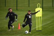13 November 2019; Alan Judge and Jeff Hendrick, left, during a Republic of Ireland training session at the FAI National Training Centre in Abbotstown, Dublin. Photo by Stephen McCarthy/Sportsfile