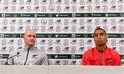 13 November 2019; New Zealand head coach Danny Hay, left, with captain Winston Reid during a New Zealand Pre-Match Press Conference at Aviva Stadium in Dublin. Photo by Matt Browne/Sportsfile