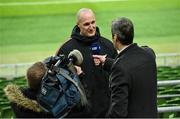 13 November 2019; New Zealand head coach Danny Hay is interviewed during a New Zealand Pre-Match Training session at Aviva Stadium in Dublin. Photo by Matt Browne/Sportsfile