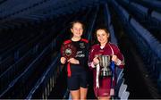 13 November 2019; The winning captains from the Allianz Cumann na mBunscol Dublin finals are Olivia Lyons of Gaelscoil Cholmcille, left, and Ailbhe Kyle of St John of Gods today in Croke Park. The finals took place on the 22nd and 23rd October in Croke Park. Photo by David Fitzgerald/Sportsfile