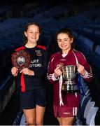 13 November 2019; The winning captains from the Allianz Cumann na mBunscol Dublin finals are Olivia Lyons of Gaelscoil Cholmcille, left, and Ailbhe Kyle of St John of Gods today in Croke Park. The finals took place on the 22nd and 23rd October in Croke Park. Photo by David Fitzgerald/Sportsfile