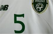 14 November 2019; A detailed view of the Republic of Ireland jersey prior to the UEFA European U21 Championship Qualifier Group 1 match between Armenia and Republic of Ireland at the FFA Academy Stadium in Yerevan, Armenia. Photo by Harry Murphy/Sportsfile