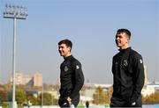 14 November 2019; Thomas O'Connor, left, and Jack Clarke of Republic of Ireland walk the pitch prior to the UEFA European U21 Championship Qualifier Group 1 match between Armenia and Republic of Ireland at the FFA Academy Stadium in Yerevan, Armenia. Photo by Harry Murphy/Sportsfile