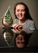 14 November 2019; Lauren Garland of Donaghmoyne with The Croke Park / LGFA Player of the Month award for October at The Croke Park hotel on Jones Road in Dublin. Lauren was a key player for Monaghan club Donaghmoyne as they retained the Ulster Senior Club Championship title in October. Lauren scored two crucial points in the Provincial Final victory over Donegal’s Termon. Photo by David Fitzgerald/Sportsfile