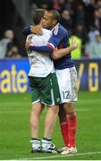 18 November 2009; Richard Dunne, Republic of Ireland, with theirry Henry, France, after the game. FIFA 2010 World Cup Qualifying Play-off 2nd Leg, Republic of Ireland v France, Stade de France, Saint-Denis, Paris, France. Picture credit: Stephen McCarthy / SPORTSFILE