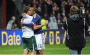 18 November 2009; Richard Dunne, Republic of Ireland, with theirry Henry, France, after the game. FIFA 2010 World Cup Qualifying Play-off 2nd Leg, Republic of Ireland v France, Stade de France, Saint-Denis, Paris, France. Picture credit: Stephen McCarthy / SPORTSFILE