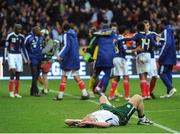 18 November 2009; Richard Dunne, Republic of Ireland reacts after the game. FIFA 2010 World Cup Qualifying Play-off 2nd Leg, Republic of Ireland v France, Stade de France, Saint-Denis, Paris, France. Picture credit: Stephen McCarthy / SPORTSFILE