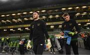 14 November 2019; Kieran O'Hara, left, and Mark Travers of Republic of Ireland prior to the 3 International Friendly match between Republic of Ireland and New Zealand at the Aviva Stadium in Dublin. Photo by Stephen McCarthy/Sportsfile