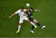 14 November 2019; Troy Parrott of Republic of Ireland in action against Winston Reid of New Zealand during the 3 International Friendly match between Republic of Ireland and New Zealand at the Aviva Stadium in Dublin. Photo by Ben McShane/Sportsfile