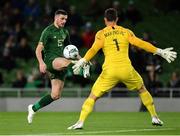 14 November 2019; Troy Parrott of Republic of Ireland in action against Stefan Marinovic of New Zealand during the International Friendly match between Republic of Ireland and New Zealand at the Aviva Stadium in Dublin. Photo by Seb Daly/Sportsfile