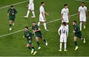 14 November 2019; Derrick Williams of Republic of Ireland celebrates after scoring his side's first goal with team-mates Sean Maguire, Troy Parrott and Kevin Long  during the 3 International Friendly match between Republic of Ireland and New Zealand at the Aviva Stadium in Dublin. Photo by Ben McShane/Sportsfile