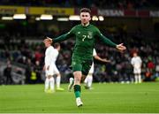 14 November 2019; Sean Maguire of Republic of Ireland celebrates after scoring his side's second goal during the International Friendly match between Republic of Ireland and New Zealand at the Aviva Stadium in Dublin. Photo by Seb Daly/Sportsfile