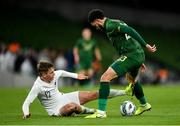 14 November 2019; Callum McCowatt of New Zealand in action against Derrick Williams of Republic of Ireland during the International Friendly match between Republic of Ireland and New Zealand at the Aviva Stadium in Dublin. Photo by Seb Daly/Sportsfile