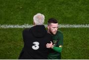 14 November 2019; Jack Byrne of Republic of Ireland is congratulated by Republic of Ireland manager Mick McCarthy during the 3 International Friendly match between Republic of Ireland and New Zealand at the Aviva Stadium in Dublin. Photo by Ben McShane/Sportsfile