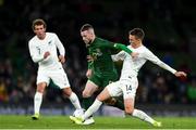 14 November 2019; Jack Byrne of Republic of Ireland in action against Ryan Thomas of New Zealand during the International Friendly match between Republic of Ireland and New Zealand at the Aviva Stadium in Dublin. Photo by Eóin Noonan/Sportsfile