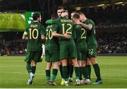 14 November 2019; Callum Robinson, 12, of Republic of Ireland celebrates with team-mates after scoring his side's third goal during the International Friendly match between Republic of Ireland and New Zealand at the Aviva Stadium in Dublin. Photo by Stephen McCarthy/Sportsfile