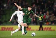 14 November 2019; James Collins of Republic of Ireland in action against Storm Roux of New Zealand during the 3 International Friendly match between Republic of Ireland and New Zealand at the Aviva Stadium in Dublin. Photo by Stephen McCarthy/Sportsfile