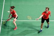 15 November 2019; Chloe Magee and Sam Magee of Ireland in action against Mathias Thyrri and Mai Surrow of Denmark during their mixed doubles quarter-final match of the AIG FZ Forza Irish Open Badminton Championships at the National Indoor Arena in Abbotstown, Dublin. Photo by Seb Daly/Sportsfile