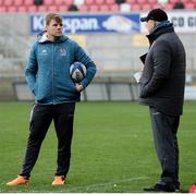 15 November 2019; Ulster Head Coach Dan McFarland, right, and Jordi Murphy during an Ulster Rugby Captain's Run at Kingspan Stadium in Belfast. Photo by Oliver McVeigh/Sportsfile