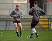 15 November 2019; Rob Lyttle, left, and Craig Gilroy during an Ulster Rugby Captain's Run at Kingspan Stadium in Belfast. Photo by Oliver McVeigh/Sportsfile