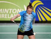 15 November 2019; Moya Ryan of Ireland in action against Clara Nistad and Moa Sjoo of Sweden during their women's doubles quarter-final match of the AIG FZ Forza Irish Open Badminton Championships at the National Indoor Arena in Abbotstown, Dublin. Photo by Seb Daly/Sportsfile