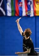 15 November 2019; Sam Magee of Ireland in action during his mixed doubles semi-final match against Anne Tran and Ronan Labar of France at the AIG FZ Forza Irish Open Badminton Championships at the National Indoor Arena in Abbotstown, Dublin. Photo by Seb Daly/Sportsfile