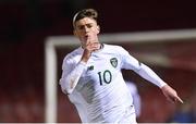 15 November 2019; Ben McCormack of Republic of Ireland celebrates after scoring his side's third goal during the Under-17 UEFA European Championship Qualifier match between Republic of Ireland and Montenegro at Turner's Cross in Cork. Photo by Piaras Ó Mídheach/Sportsfile