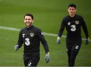 16 November 2019; Robbie Brady, left, and Callum O'Dowda during a Republic of Ireland training session at the FAI National Training Centre in Abbotstown, Dublin. Photo by Stephen McCarthy/Sportsfile