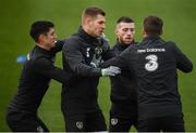 16 November 2019; Players, from left, Callum O'Dowda, James Collins, Jack Byrne and Seamus Coleman during a Republic of Ireland training session at the FAI National Training Centre in Abbotstown, Dublin. Photo by Stephen McCarthy/Sportsfile