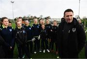 16 November 2019; Republic of Ireland assistant coach Robbie Keane with Metropolitan Girls League North & South U14 squads prior to a Republic of Ireland training session at the FAI National Training Centre in Abbotstown, Dublin. Photo by Stephen McCarthy/Sportsfile