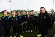 16 November 2019; Republic of Ireland assistant coach Robbie Keane with Metropolitan Girls League North & South U14 squads prior to a Republic of Ireland training session at the FAI National Training Centre in Abbotstown, Dublin. Photo by Stephen McCarthy/Sportsfile