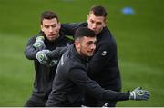 16 November 2019; Seamus Coleman, left, Troy Parrott and James Collins, right, during a Republic of Ireland training session at the FAI National Training Centre in Abbotstown, Dublin. Photo by Stephen McCarthy/Sportsfile
