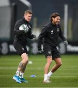 16 November 2019; James McClean, left, and Jeff Hendrick during a Republic of Ireland training session at the FAI National Training Centre in Abbotstown, Dublin. Photo by Stephen McCarthy/Sportsfile