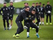 16 November 2019; Shane Duffy, left, and Matt Doherty during a Republic of Ireland training session at the FAI National Training Centre in Abbotstown, Dublin. Photo by Stephen McCarthy/Sportsfile